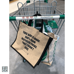 TIGC The Inappropriate Gift Co 100% Recycled Fucks Jute Bag