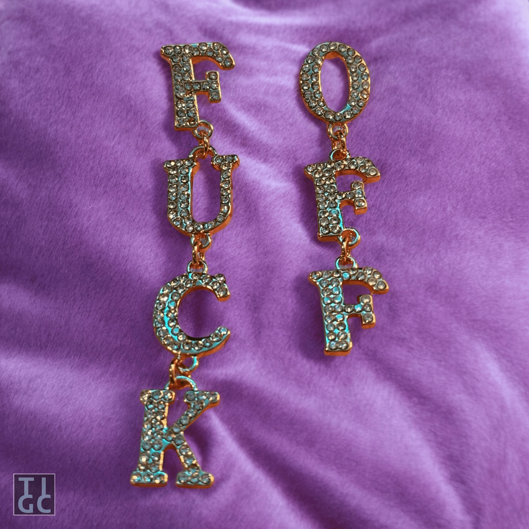 Fuck Off Sparkly Drop Earrings