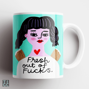 Fresh out of fucks angel mug