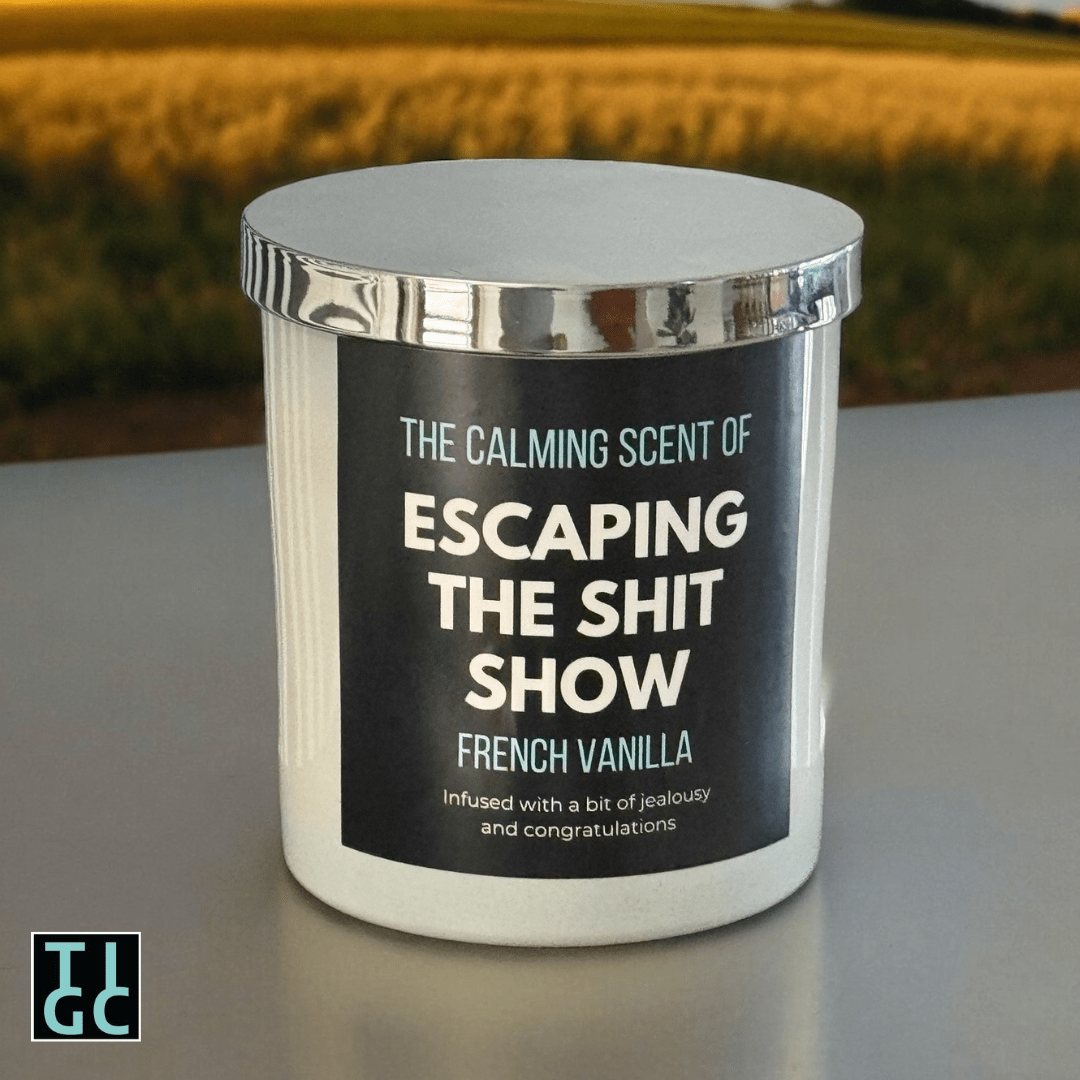 Escaping the shit show candle