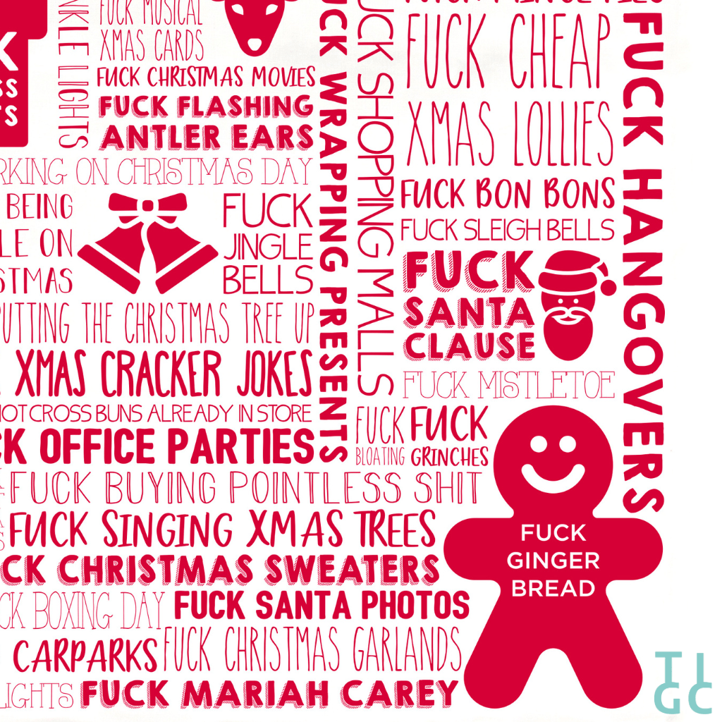 TIGC The Inappropriate Gift Co F Word Christmas tea towel