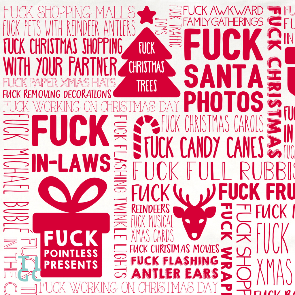 TIGC The Inappropriate Gift Co F Word Christmas tea towel