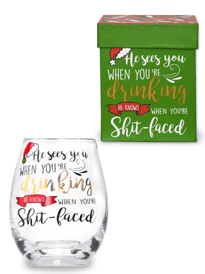 TIGC The Inappropriate Gift Co He sees you when you're drinking Xmas glass