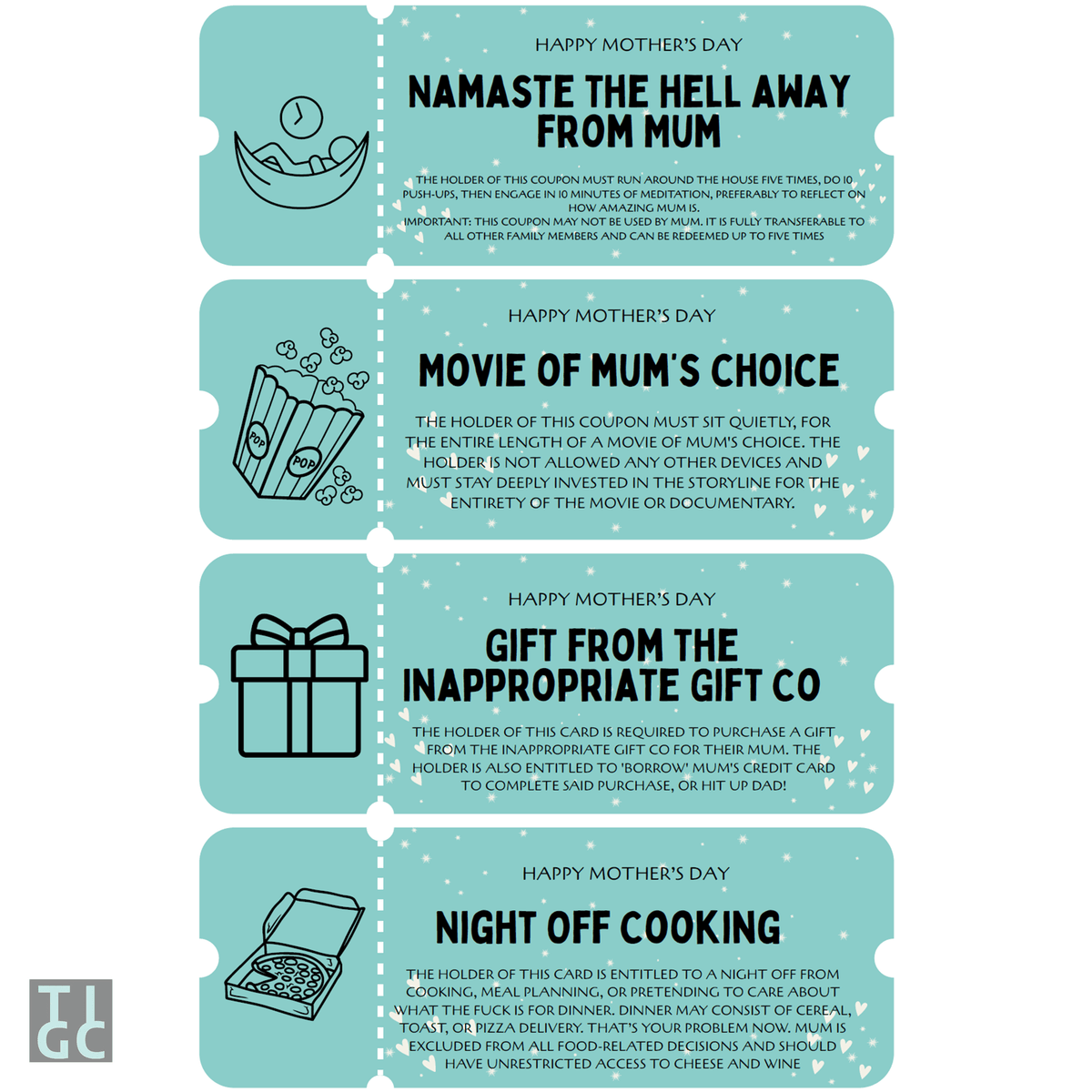 TIGC The Inappropriate Gift Co Mum's Special Coupons (printable coupons)