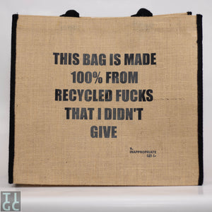 TIGC The Inappropriate Gift Co 100% Recycled Fucks Jute Bag