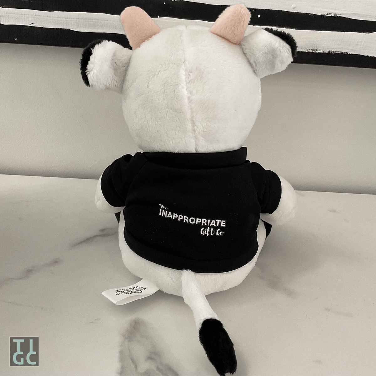 TIGC The Inappropriate Gift Co Cunty McCuntface Cow funny stuffed animal back view