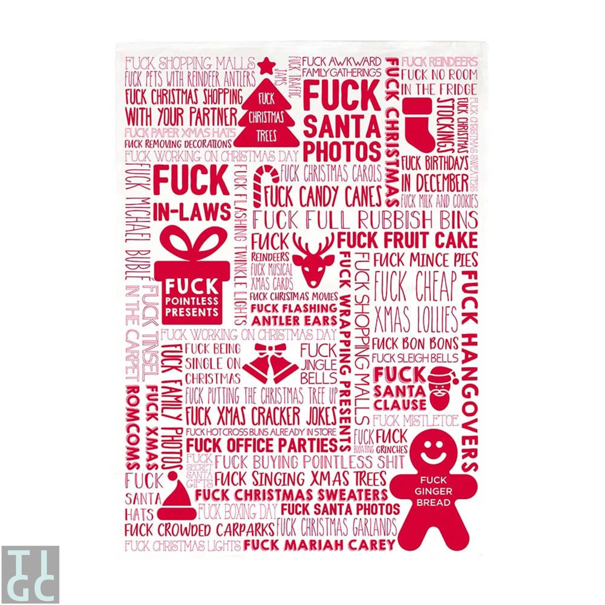 TIGC The Inappropriate Gift Co F Word Christmas tea towel