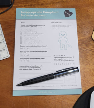 TIGC The Inappropriate Gift Co Inappropriate Complaint Form Notepad  - FAULTY COVER