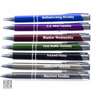 Inappropriate Pens - The Sweary Week Collection - The Inappropriate Gift Co