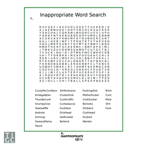 TIGC The Inappropriate Gift Co Inappropriate Wordsearch and Crossword