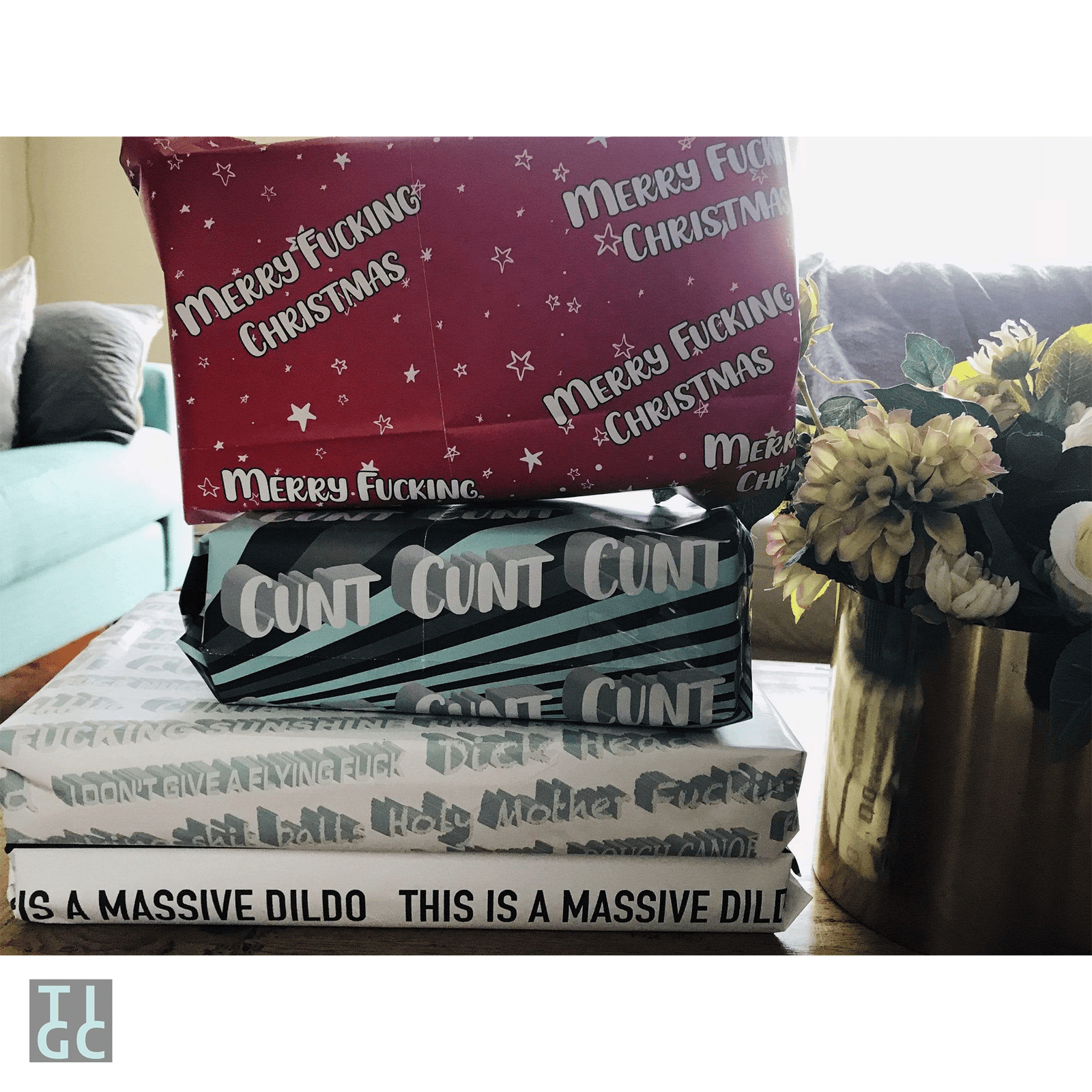 TIGC The Inappropriate Gift Co Merry F#####ing  Christmas Wrapping Paper