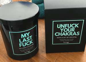 TIGC The Inappropriate Gift Co Unfuck Your Chakras Candle With Unique Crystal