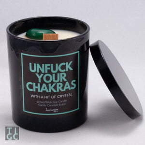 TIGC The Inappropriate Gift Co Unfuck Your Chakras Candle With Unique Crystal